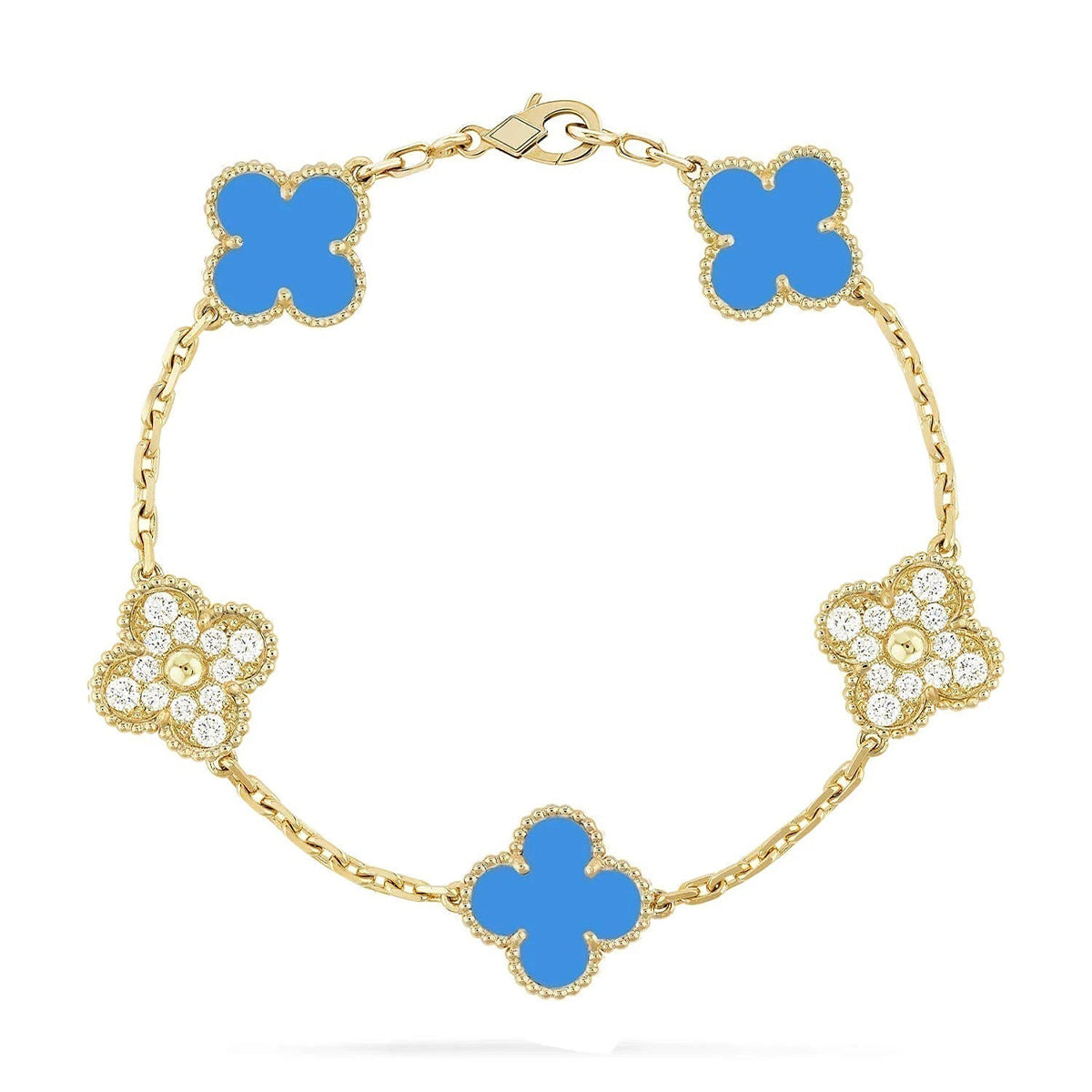 [Moco jewelrys] CLOVER 5 MOTIF BLUE AGATE BRACELET COLLECTION