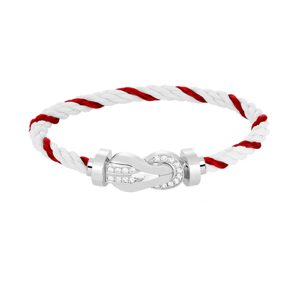 [moco jewelrys]CHANCE LARGE 8 FIGURE BUCKLE HALF DIAMOND BRACELET SILVER