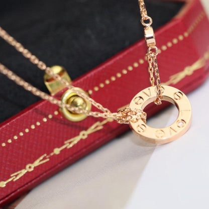 [moco jewelrys]LOVE NECKLACE ADJUSTABLE ROSE GOLD 2 DIAMOND