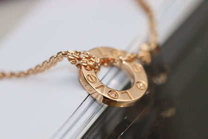 [moco jewelrys]LOVE NECKLACE ADJUSTABLE ROSE GOLD 2 DIAMOND