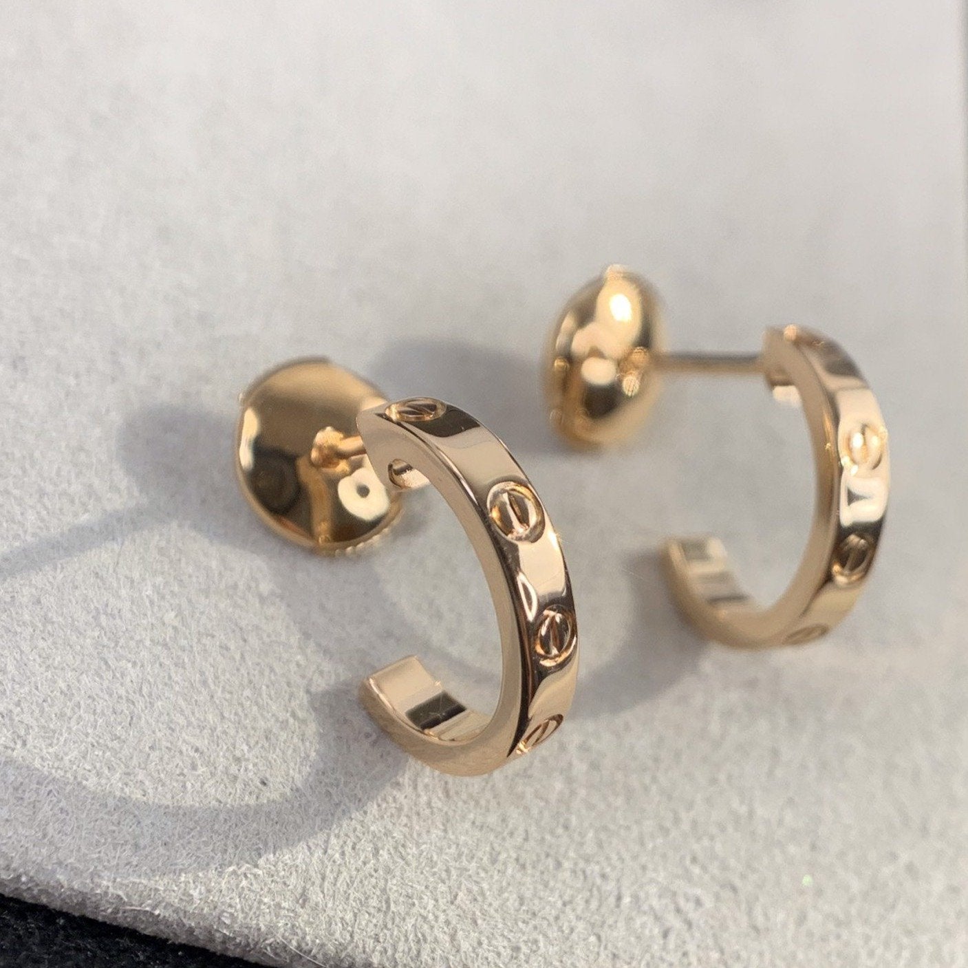 [moco jewelrys]LOVE EARRINGS 2.65MM PINK GOLD