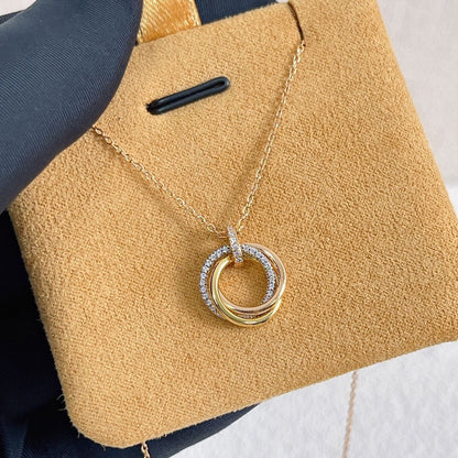 [moco jewelrys]TRINITY NECKLACE SILVER GOLD PINK GOLD DIAMONDS