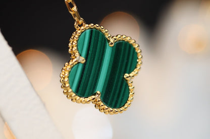 [moco jewelrys]CLOVER EARRINGS GOLD MALACHITE DIAMOND 3 MOTIF