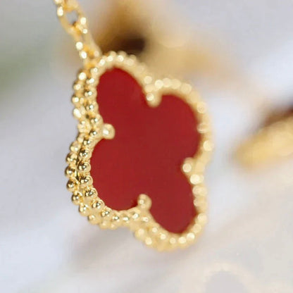 [moco jewelrys]CLOVER  2 MOTIF  TIGER EYE CARNELIAN EARRINGS