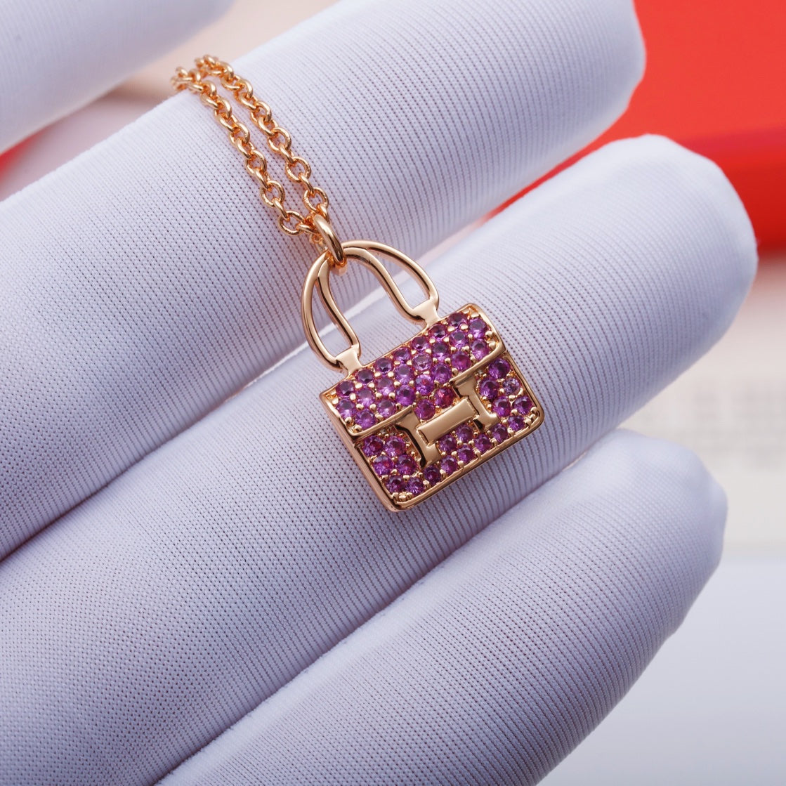 [moco jewelrys]CONSTANCE PEDANT PURPLE DIAMOND NECKLACE