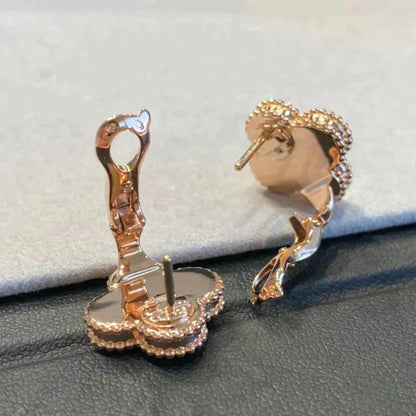 [moco jewelrys]CLOVER MEDIUM 1 MOTIFS GRAY MOP  DIAMOND EARRINGS