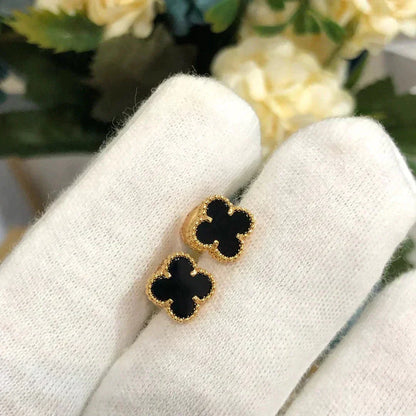[moco jewelrys]CLOVER MINI 9.5MM BLACK MOP EARRINGS