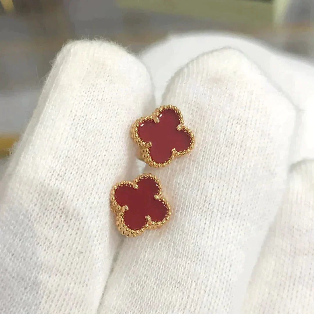 [moco jewelrys]CLOVER MINI 9.5MM CARNELIAN EARRINGS