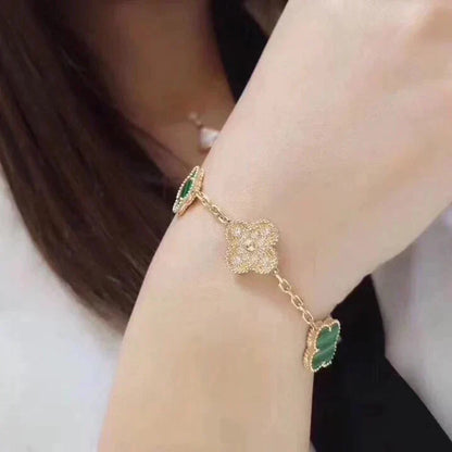 [Moco jewelrys] CLOVER 5 MOTIF MALACHITE BRACELET COLLECTION