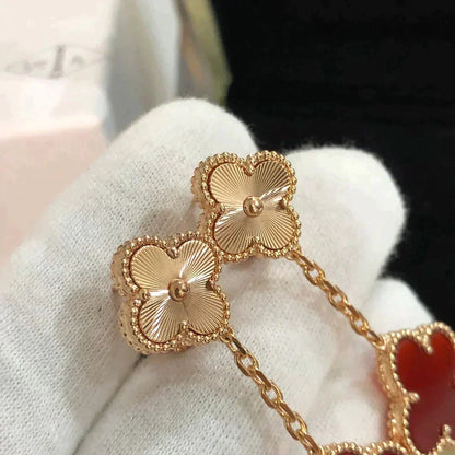 [moco jewelrys]CLOVER 2 MOTIF  LASER CARNELIAN EARRINGS