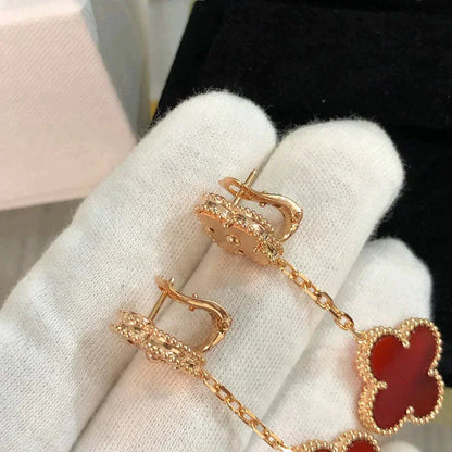 [moco jewelrys]CLOVER 2 MOTIF  LASER CARNELIAN EARRINGS