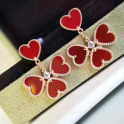 [moco jewelrys]SWEET CLOVER CARNELIAN EARRINGS