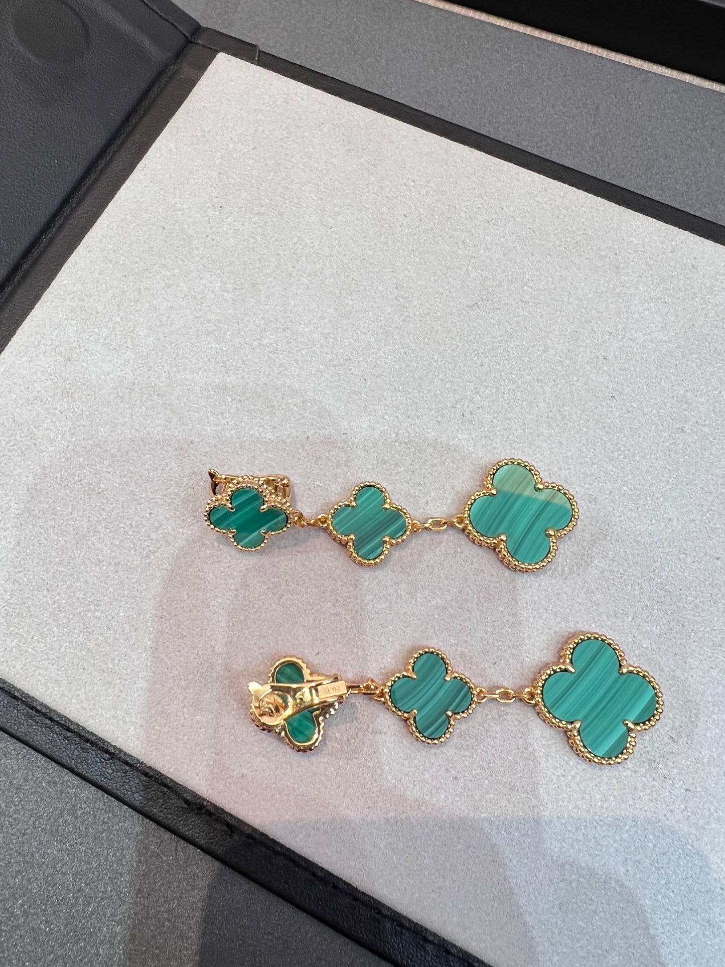 [moco jewelrys]CLOVER MALACHITE 3 MOTIFS GOLD