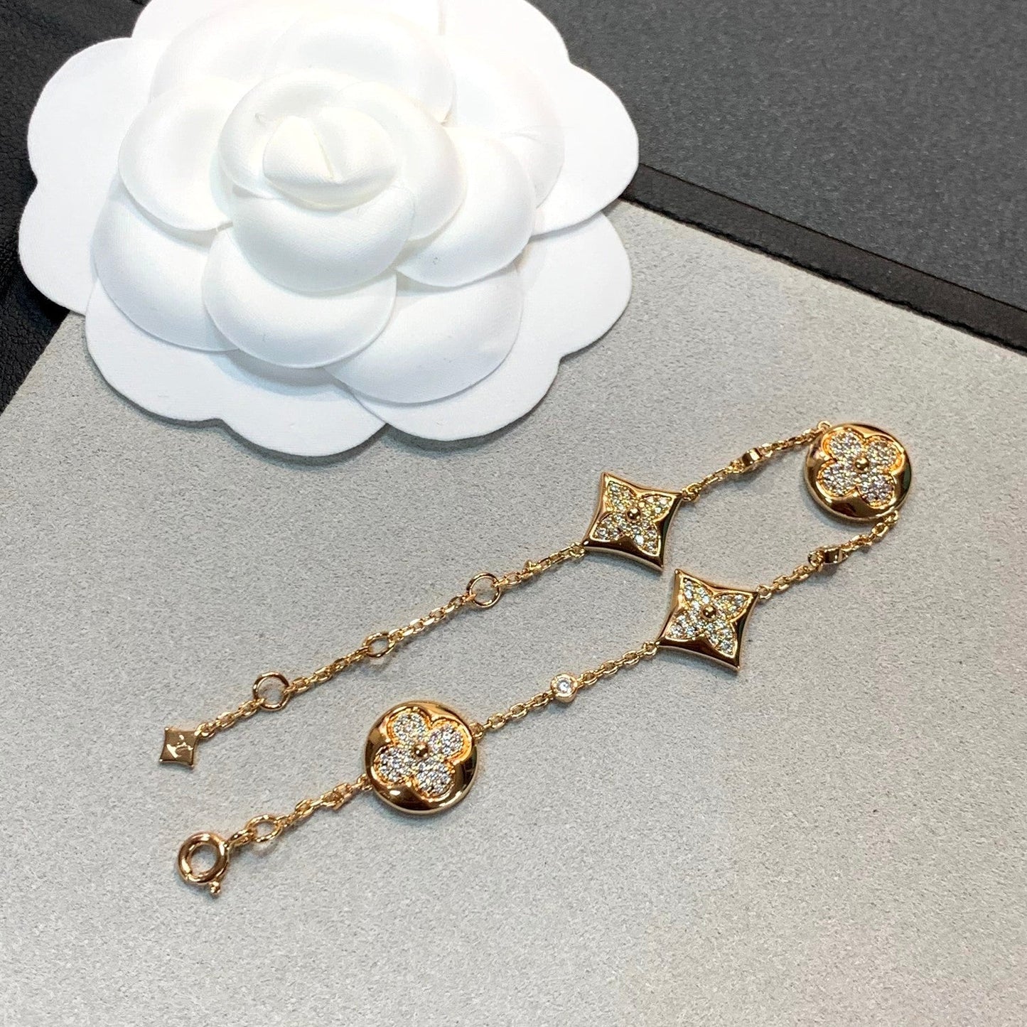 [moco jewelrys]STAR AND SUN 4 MOTIFS GOLD DIAMONDS BRACELET
