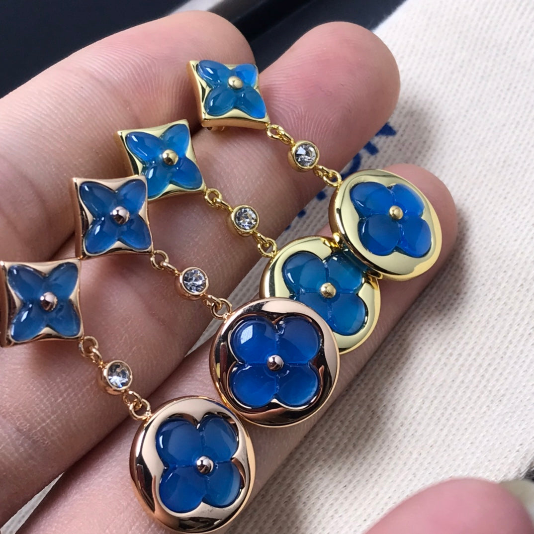 [moco jewelrys]STAR AND SUN AGATE DIAMOND EARRINGS