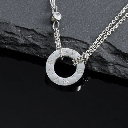 [moco jewelrys]LOVE NECKLACE 16MM 2 DIAMONDS