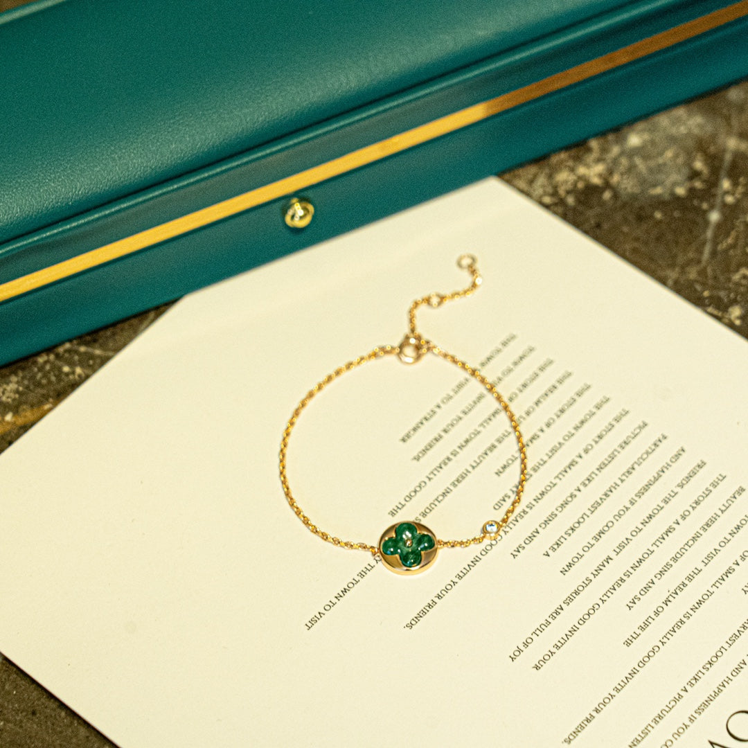 [moco jewelrys]SUN MALACHITE 1 DIAMOND PINK GOLD BRACELET
