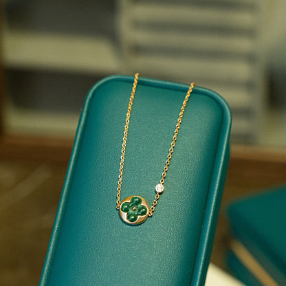 [moco jewelrys]SUN MALACHITE 1 DIAMOND PINK GOLD BRACELET