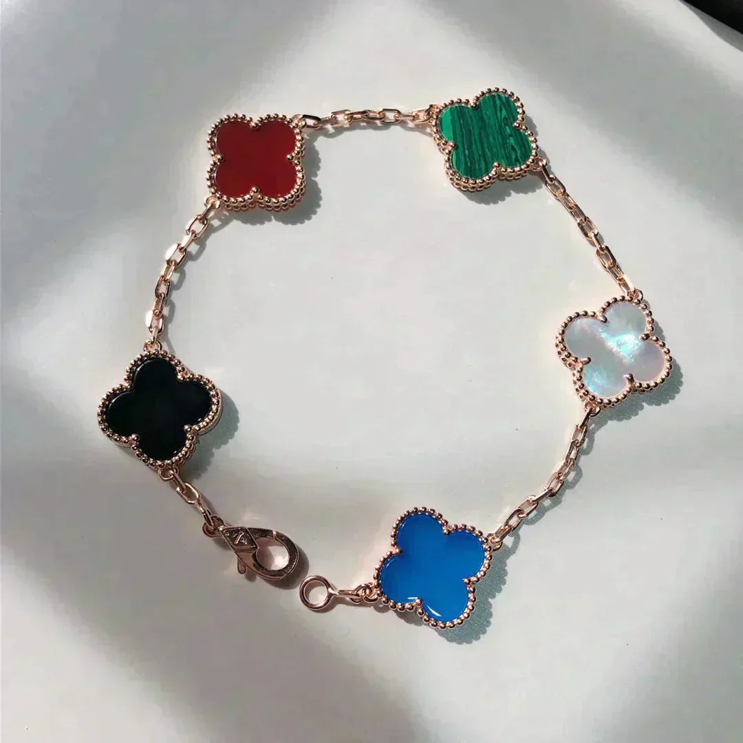 [Moco jewelrys]CLOVER 5 MOTIFS MULTICOLOR BRACELET