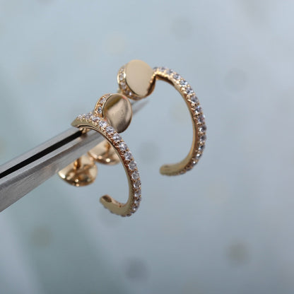 [moco jewelrys]JUSTE EARRINGS 12.75MM PINK GOLD DIAMOND
