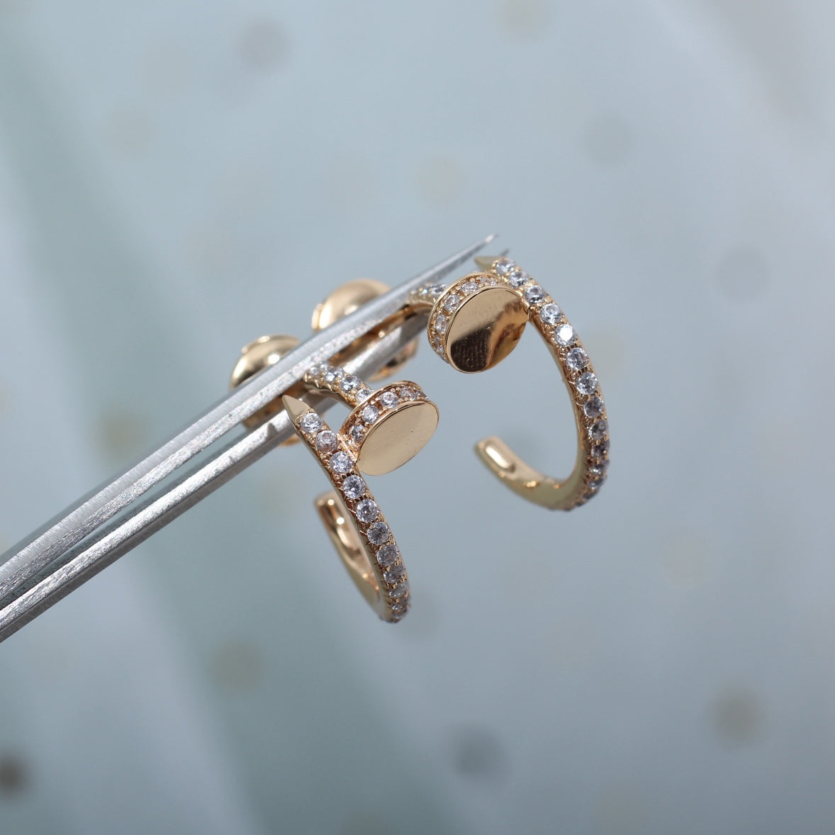 [moco jewelrys]JUSTE EARRINGS 12.75MM PINK GOLD DIAMOND