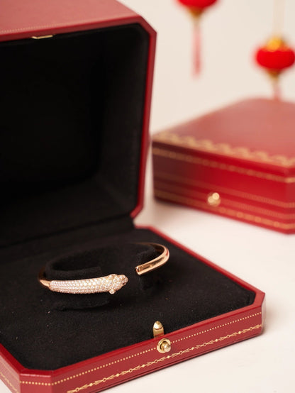 [moco jewelrys]PANTHERE ROSE GOLD DIAMOND OPEN BRACELET