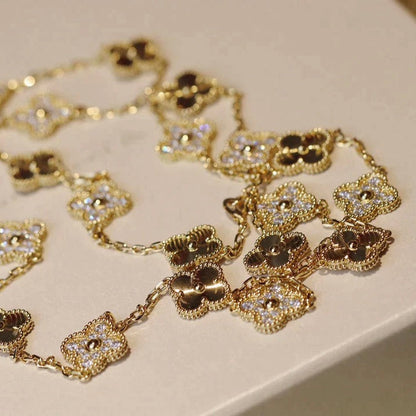 [moco jewelrys]CLOVER 20 MOTIFS LASER DIAMOND NECKLACE