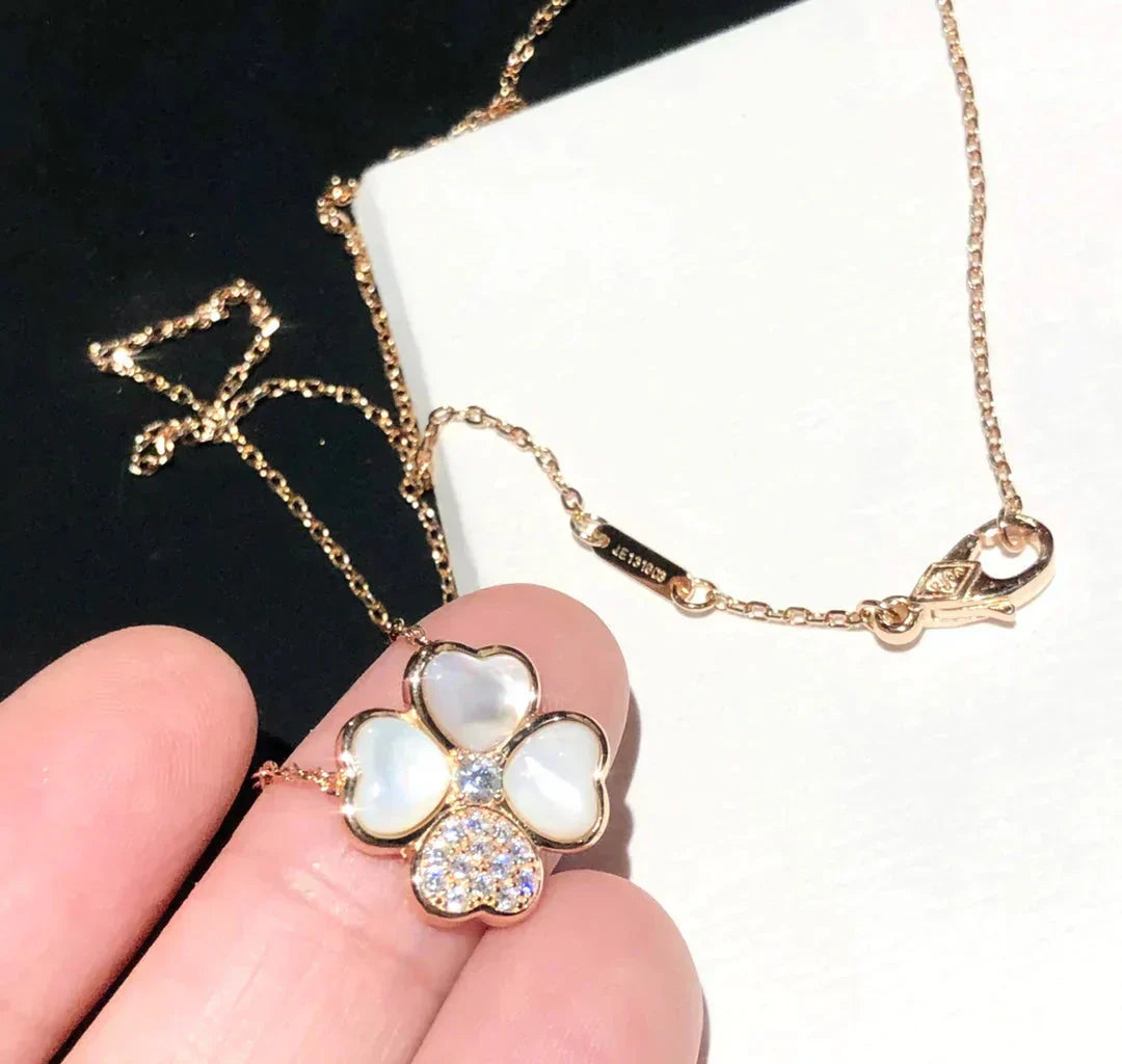 [moco jewelrys]CLOVER MOP DIAMOND ROSE GOLD NECKLACE