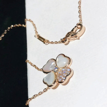[moco jewelrys]CLOVER MOP DIAMOND ROSE GOLD NECKLACE