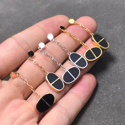 [moco jewelrys]CHAINE VERSO BLACK CERAMIC SILVER EARRINGS