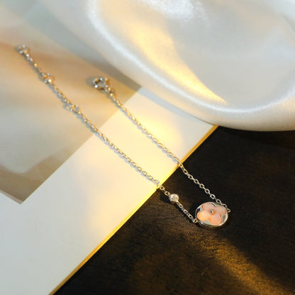 [moco jewelrys]SUN MOTIF PINK MOP SILVER BRACELET