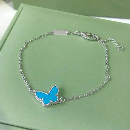 [moco jewelrys]BUTTERFLY TURQUOISE BUTTERFLY BRACELET SILVER