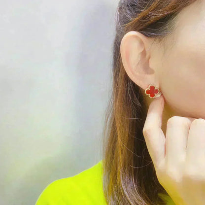 [moco jewelrys]CLOVER MEDIUM 1 MOTIFS CARNELIAN  EARRINGS