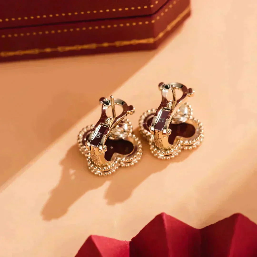 [moco jewelrys]CLOVER MEDIUM 1 MOTIFS CARNELIAN  EARRINGS
