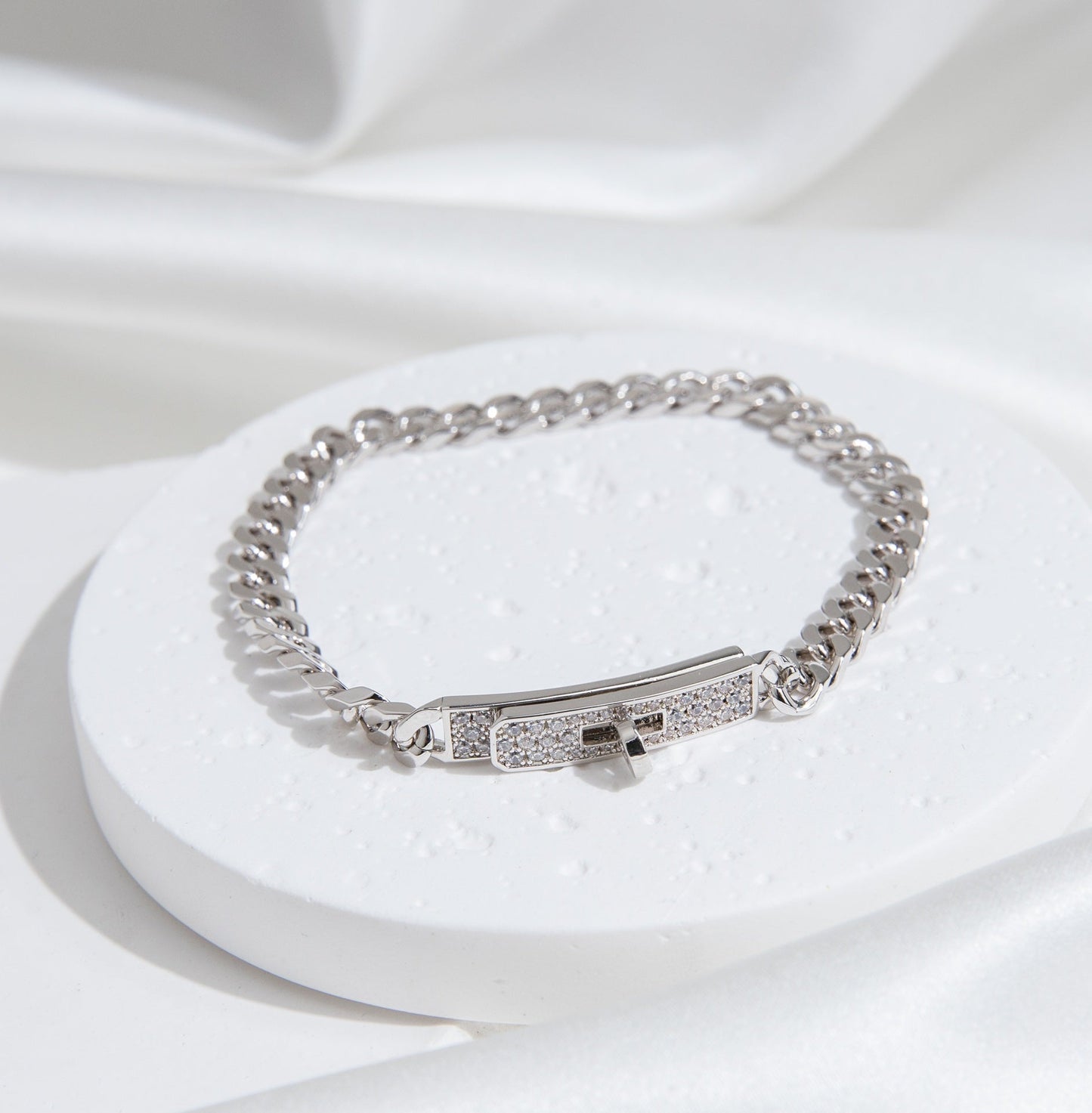 [moco jewelrys]KELLY CHAIN SILVER DIAMOND BRACELET