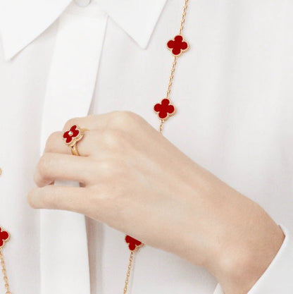 [moco jewelrys]CLOVER CARNELIAN RING ROSE GOLD DIAMOND