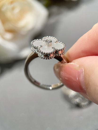 [moco jewelrys]CLOVER SILVER MOP DIAMOND RING