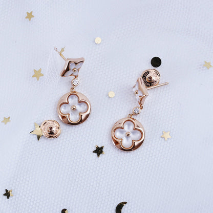 [moco jewelrys]STAR AND SUN PINK GOLD MOP DROP EARRINGS