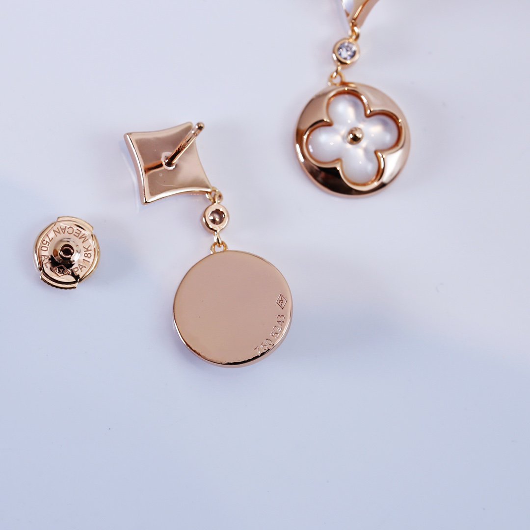 [moco jewelrys]STAR AND SUN PINK GOLD MOP DROP EARRINGS