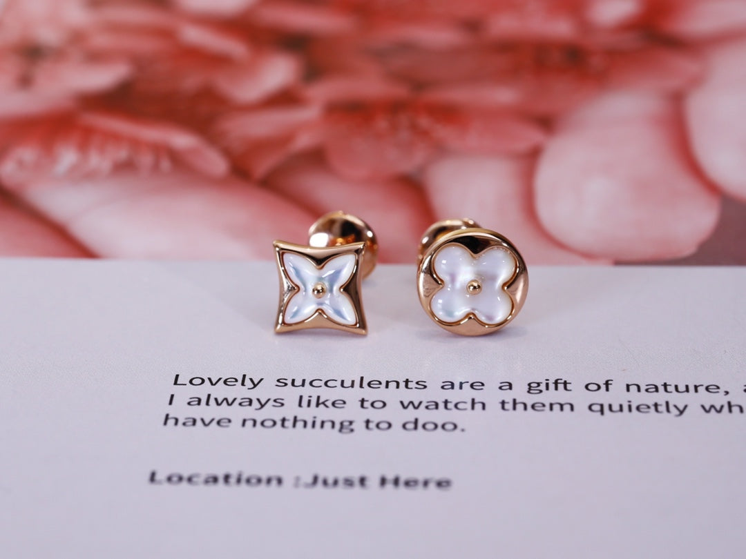 [moco jewelrys]STAR AND SUN PINK GOLD MOP STUD EARRINGS