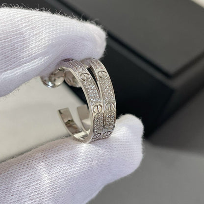 [moco jewelrys]LOVE DIAMOND SILVER HOOP EARRINGS