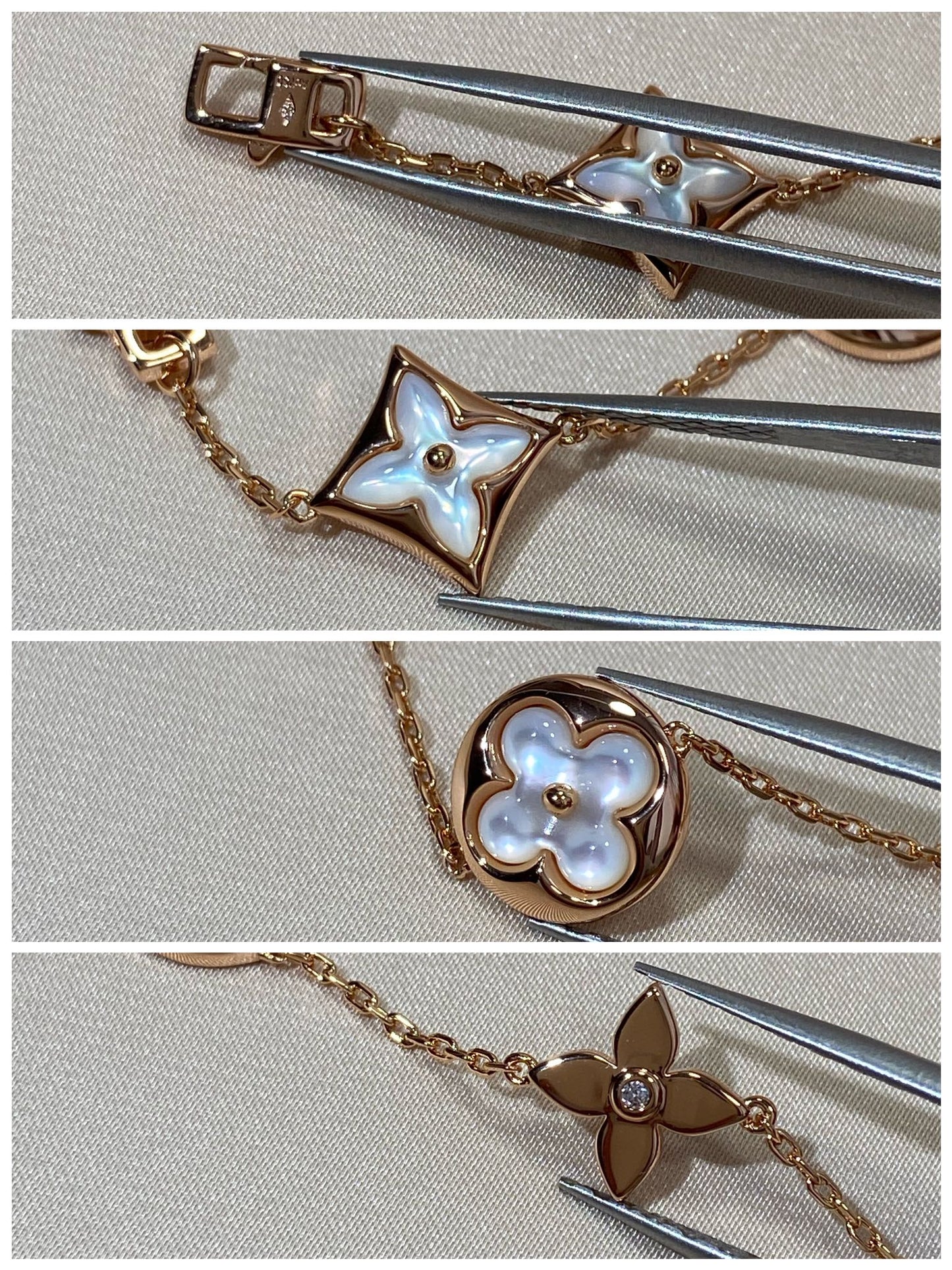 [moco jewelrys]STAR AND SUN 5 MOTIF MOP PINK GOLD BRACELET