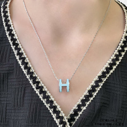 [moco jewelrys]POP H SKY BLUE NECKLACE