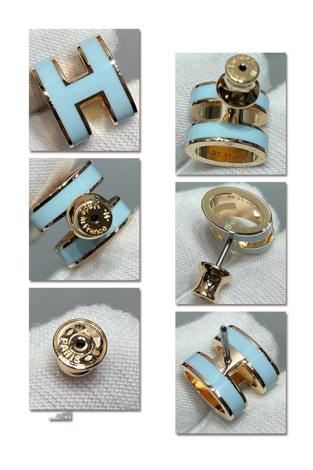 [moco jewelrys]POP H SKY BLUE STUD EARRINGS