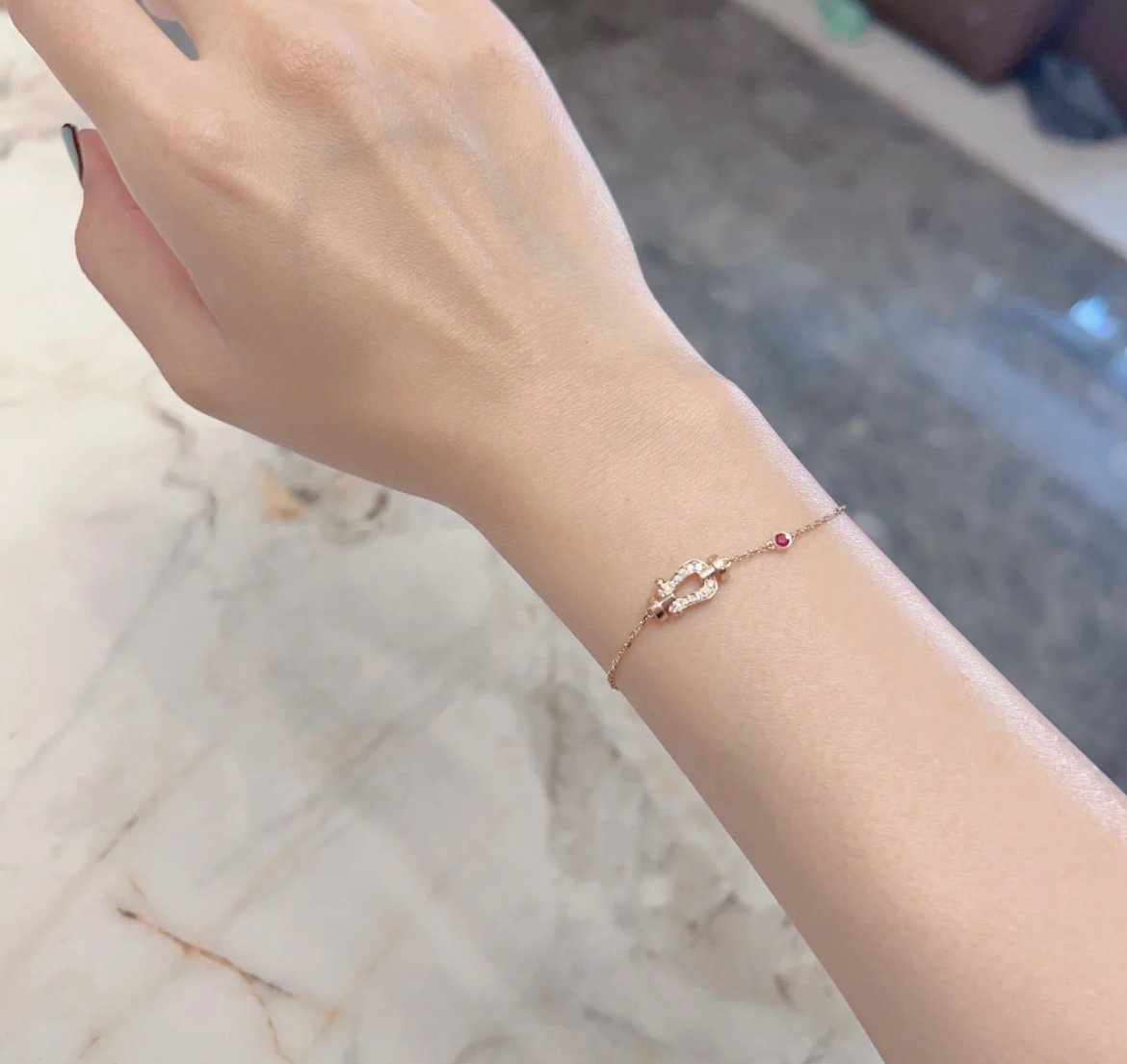 [moco jewelrys]FORCE 10 DIAMOND CHAIN LINK PINK GOLD BRACELET