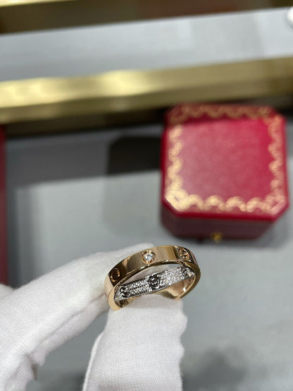 [moco jewelrys]LOVE PINK GOLD SILVER DIAMOND DOUBLE RING