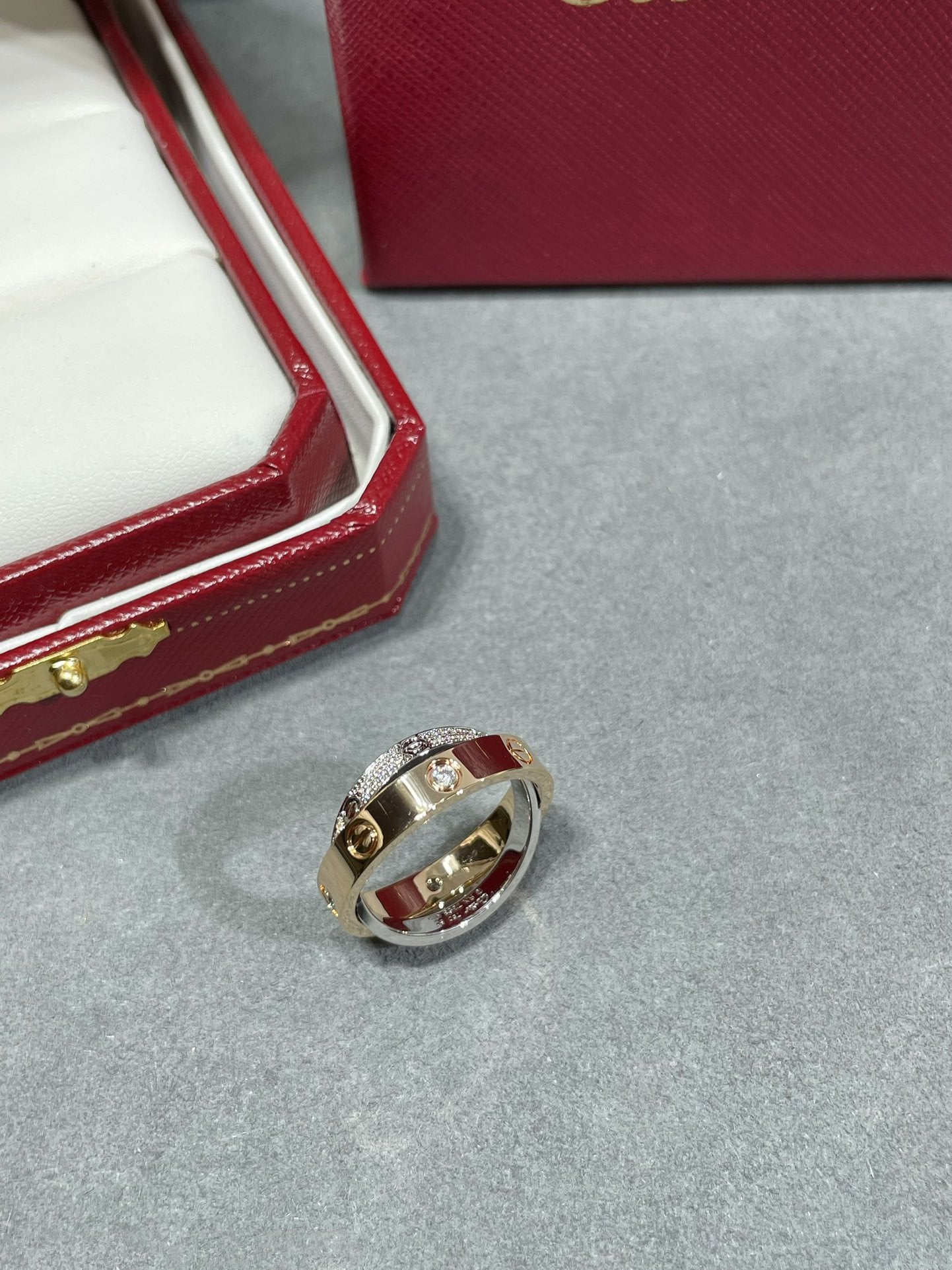 [moco jewelrys]LOVE PINK GOLD SILVER DIAMOND DOUBLE RING