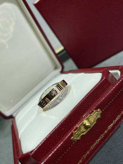 [moco jewelrys]LOVE PINK GOLD SILVER DIAMOND DOUBLE RING