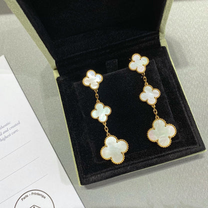 [moco jewelrys]CLOVER MOP 3 MOTIFS GOLD EARRINGS