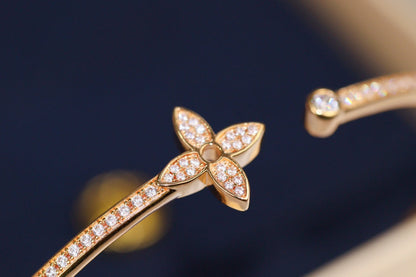 [moco jewelrys]IDYLLE PINK GOLD OPEN BRACELET DIAMOND PAVED